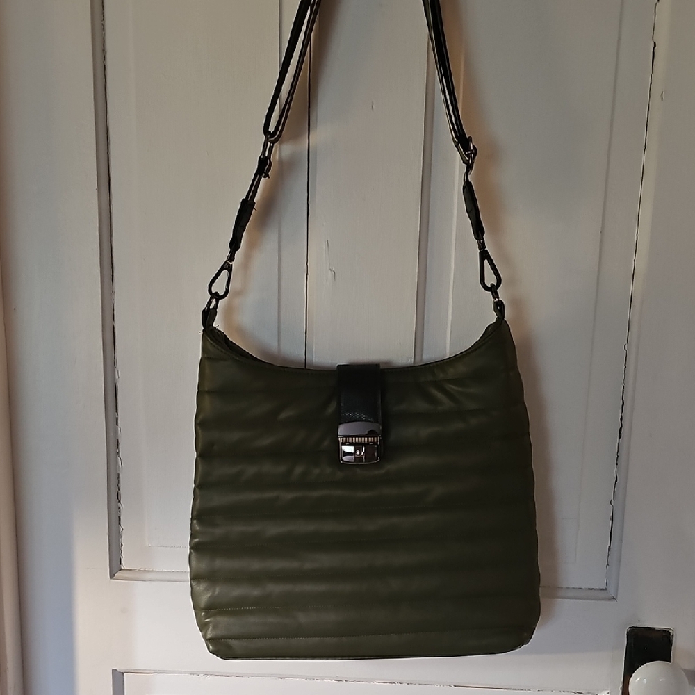 Olive Green Quilted Shoulder Bag